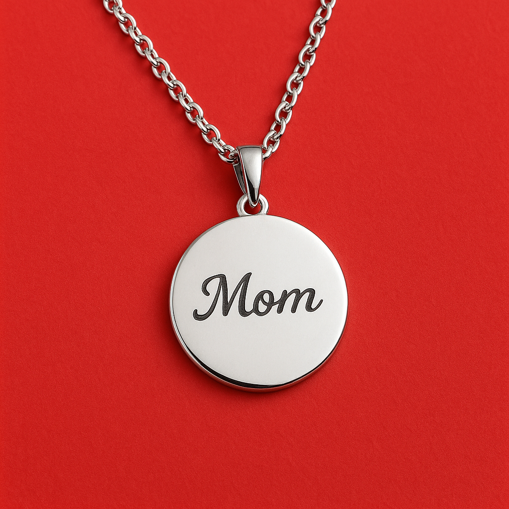 תליון עגול מכסף בחריטה אישית (כולל שרשרת)