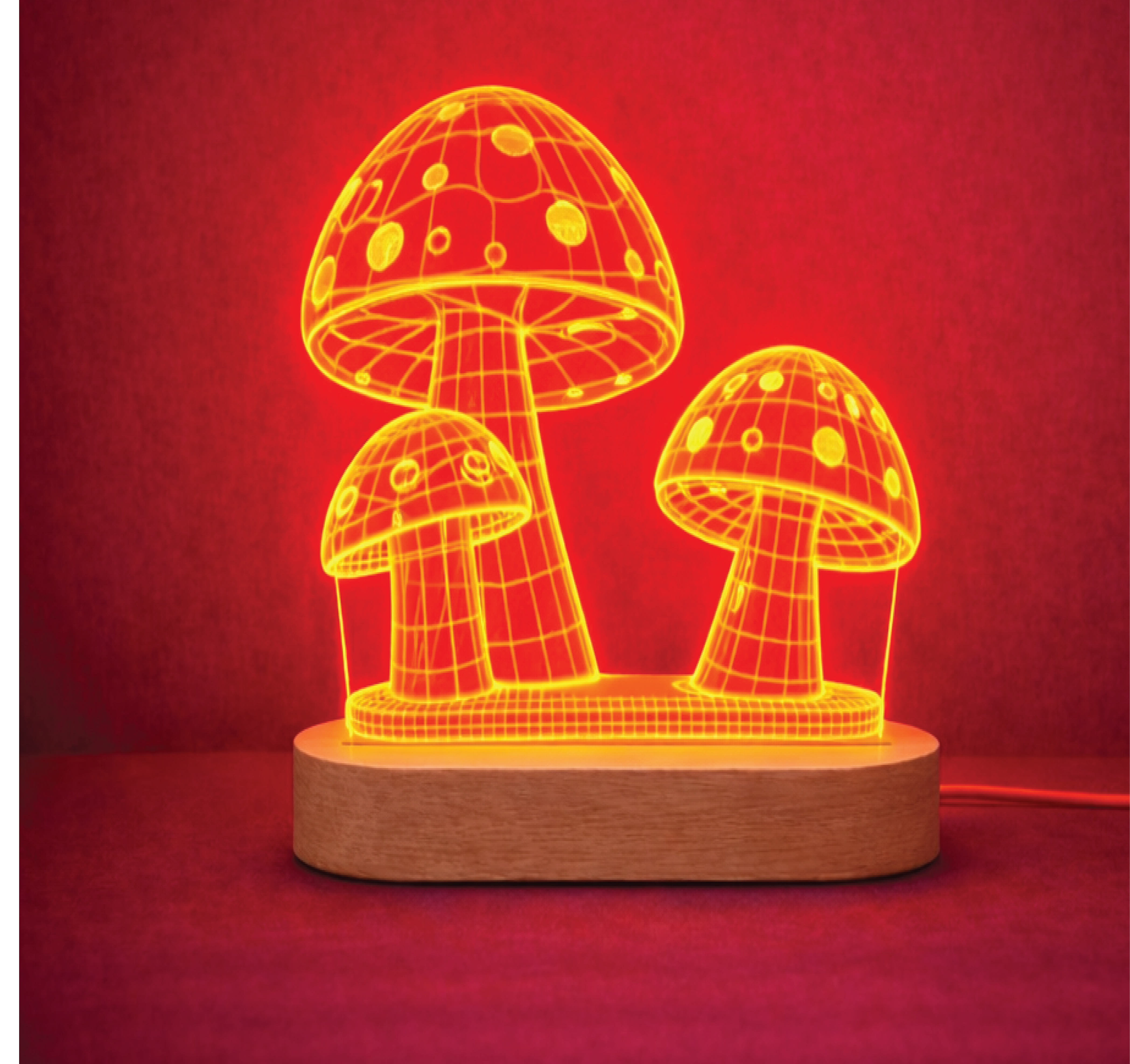 מנורת פטריות בחריטה אישית