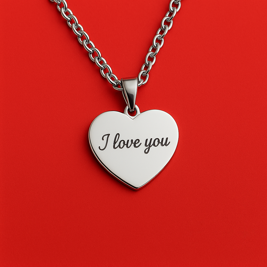 תליון לב מכסף בחריטה אישית (כולל שרשרת)