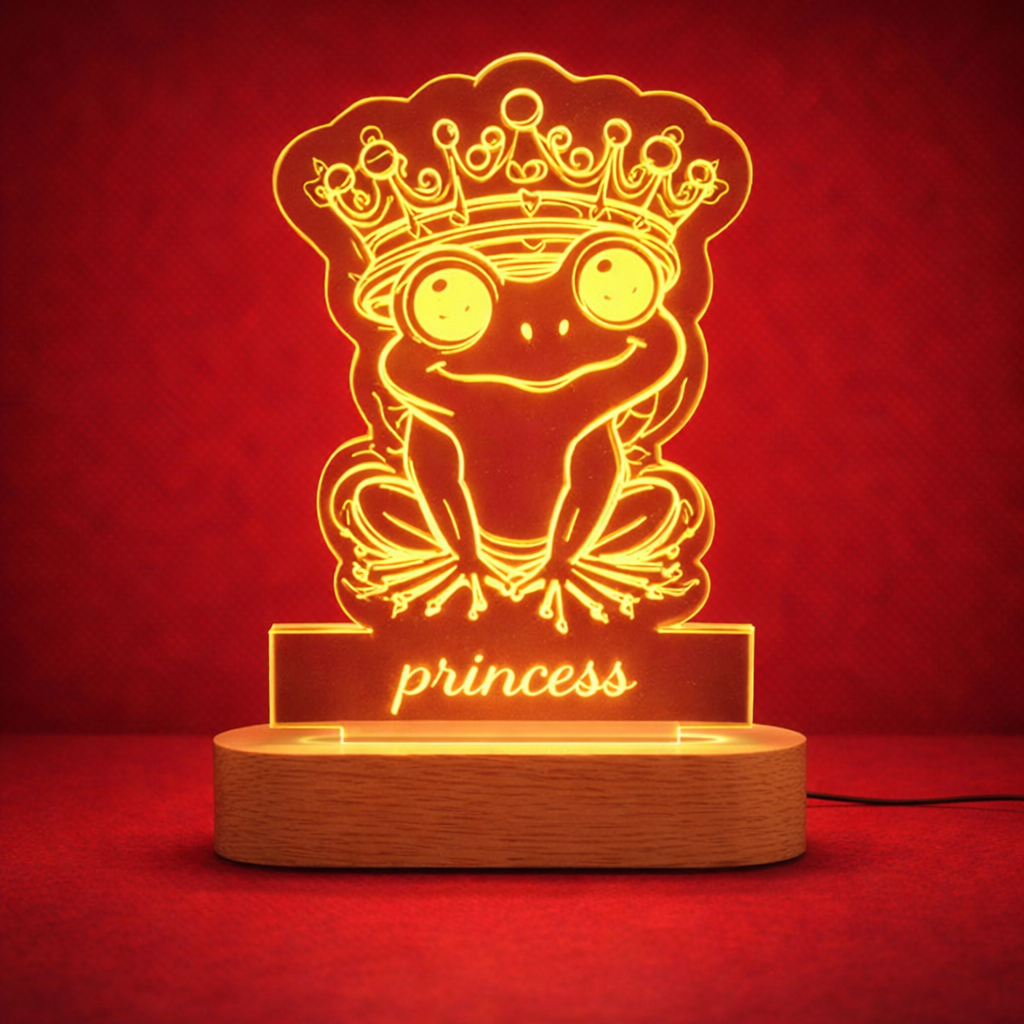 מנורת צפרדע בחריטה אישית