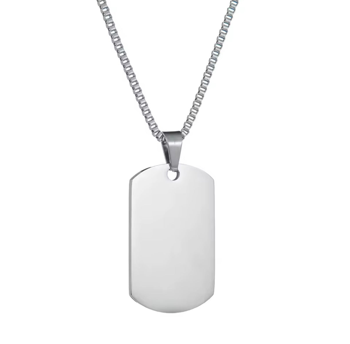 תליון כסף מלבני בחריטה אישית (כולל שרשרת)