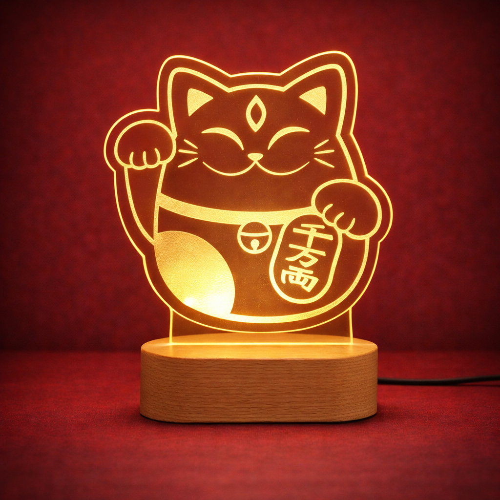 מנורת חתול סיני בחריטה אישית