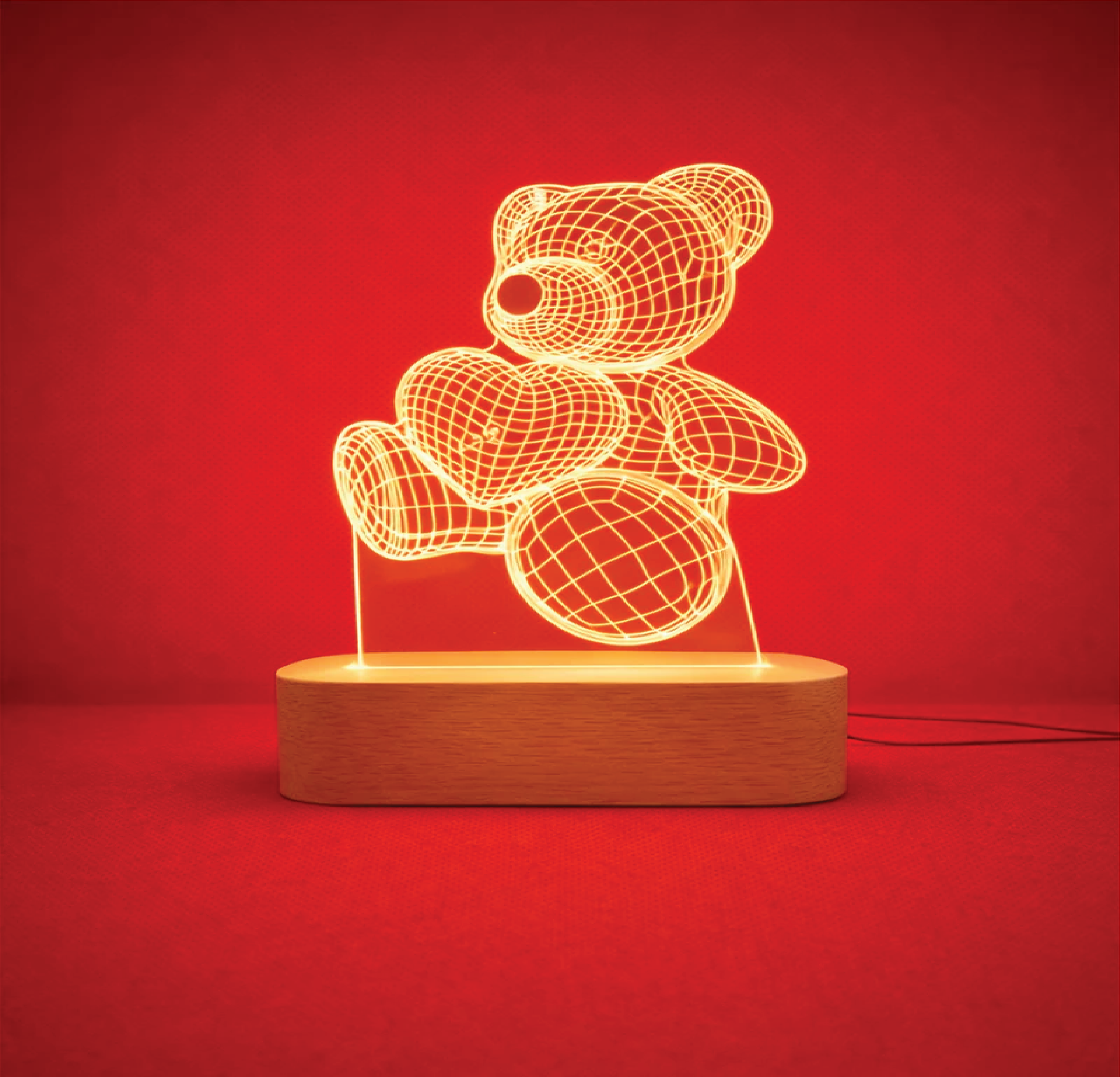 מנורת לילה בעיצוב דובי עם חריטה אישית