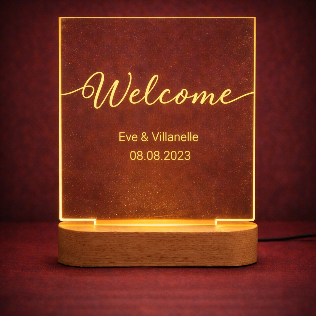 מנורת ברוכים הבאים בחריטה אישית