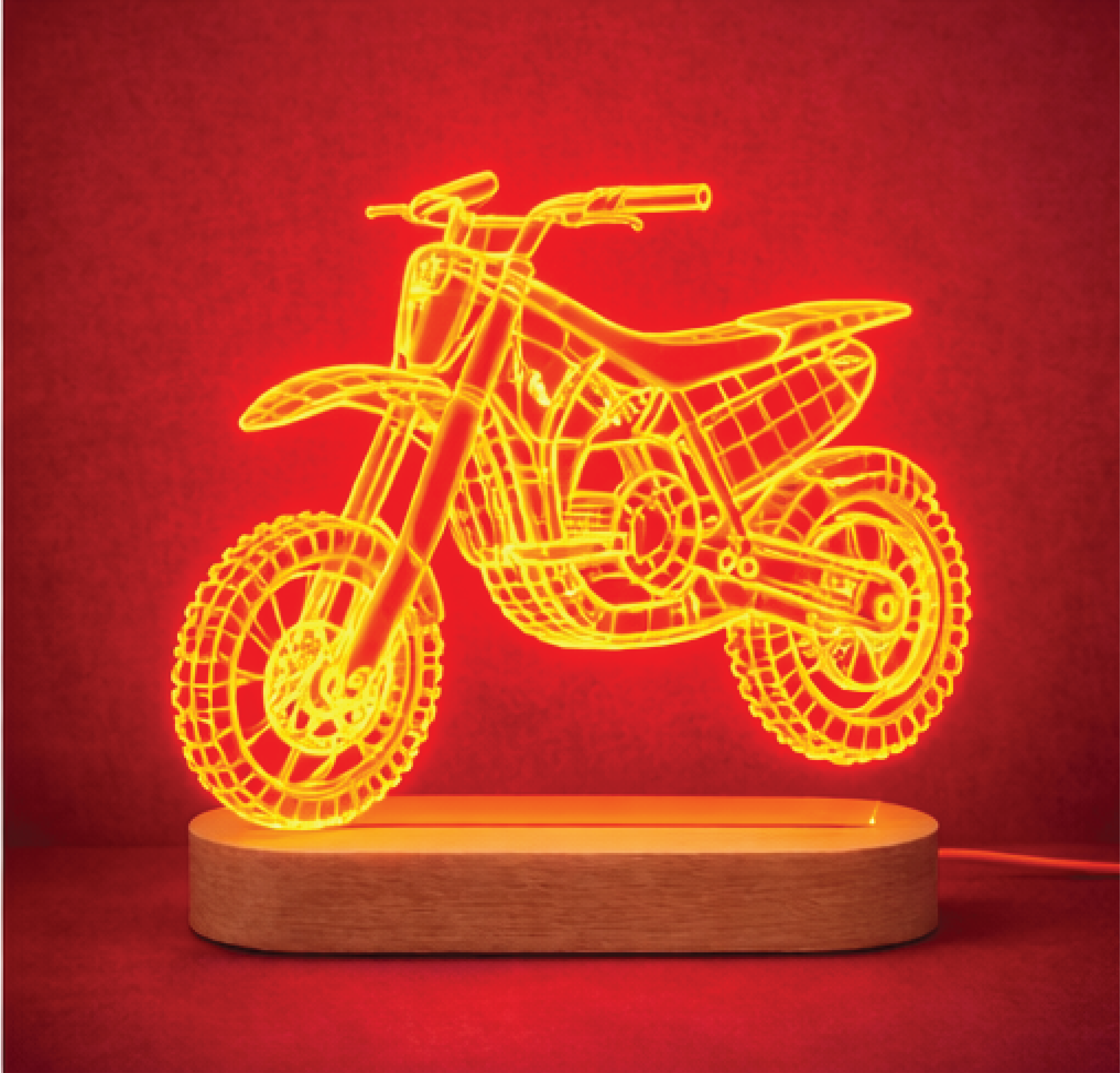 מנורת לילה אופנוע בחריטה אישית