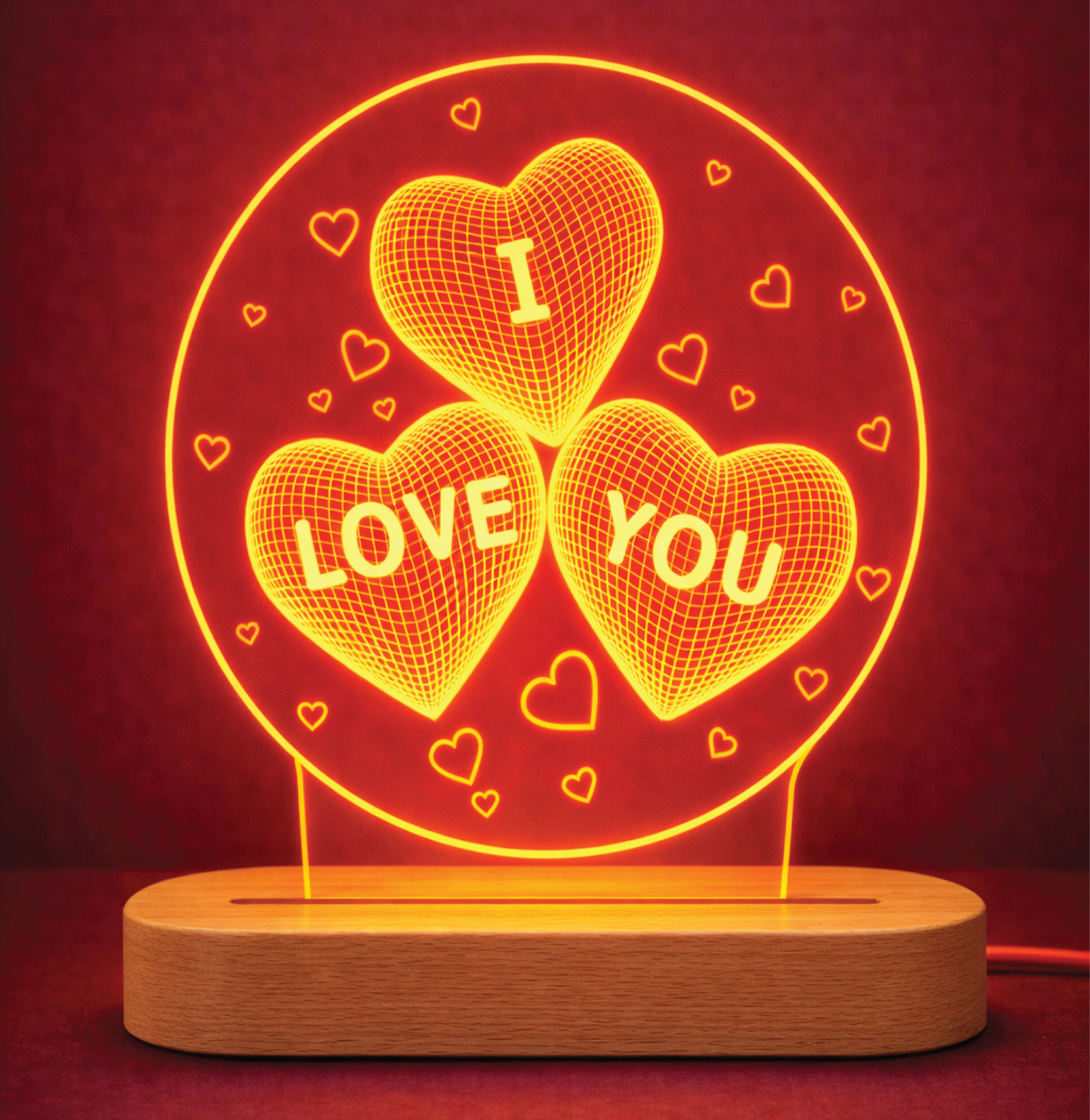 מנורת לילה אני אוהב אותך בחריטה אישית