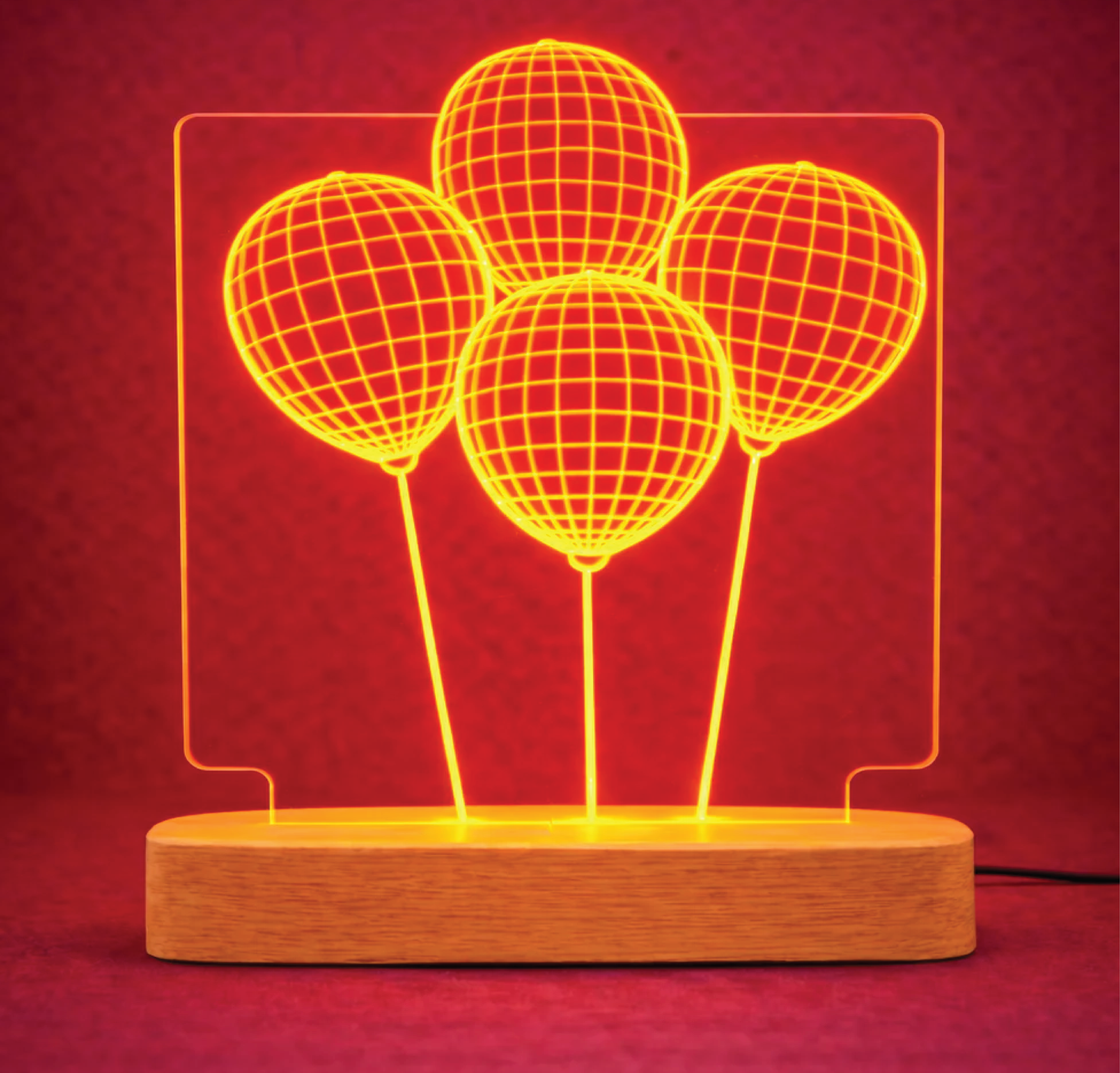 מנורת לילה בלונים מעוצבים בחריטה אישית