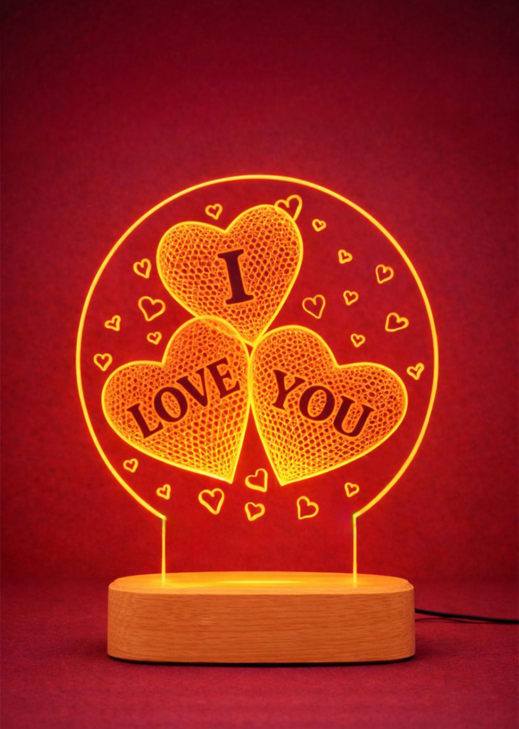 מנורת לילה אני אוהב אותך בחריטה אישית