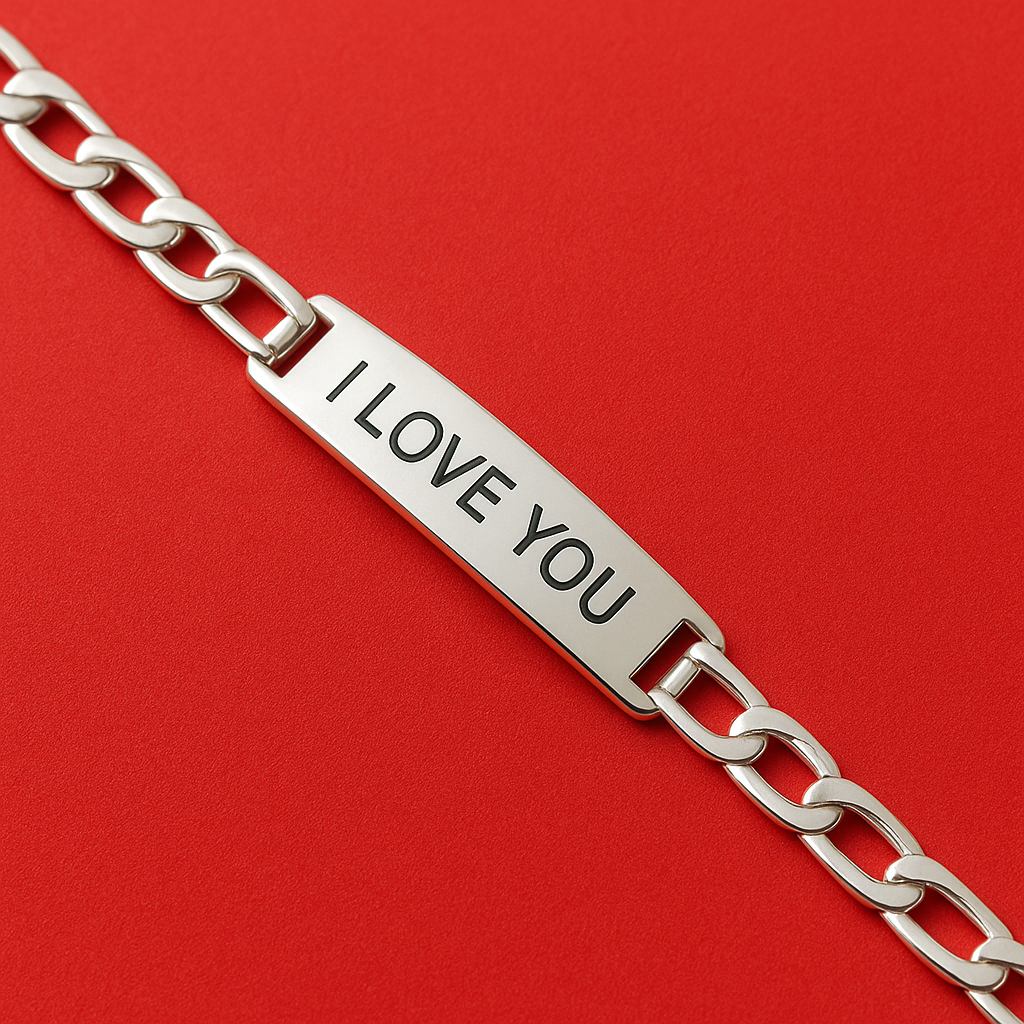 צמיד כסף מלבני בחריטה אישית