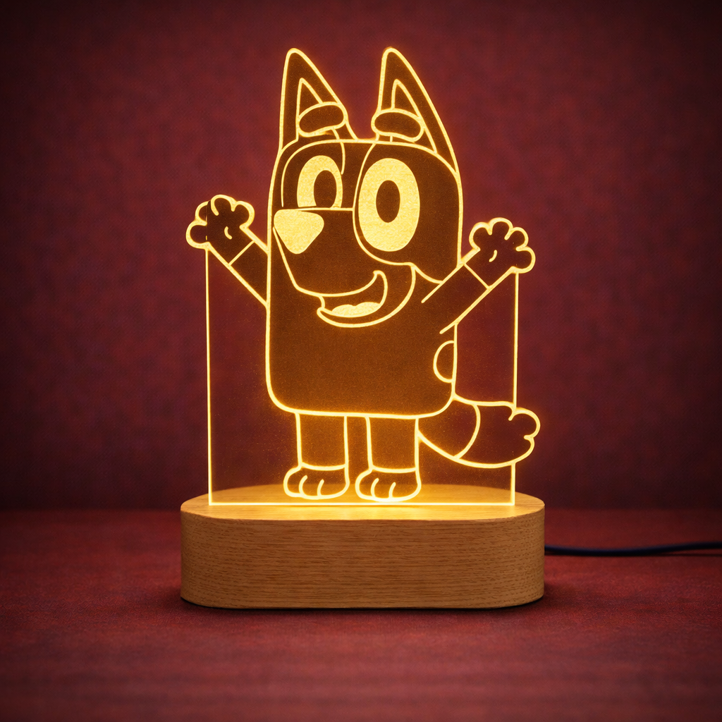 מנורת כלב מצוייר בחריטה אישית